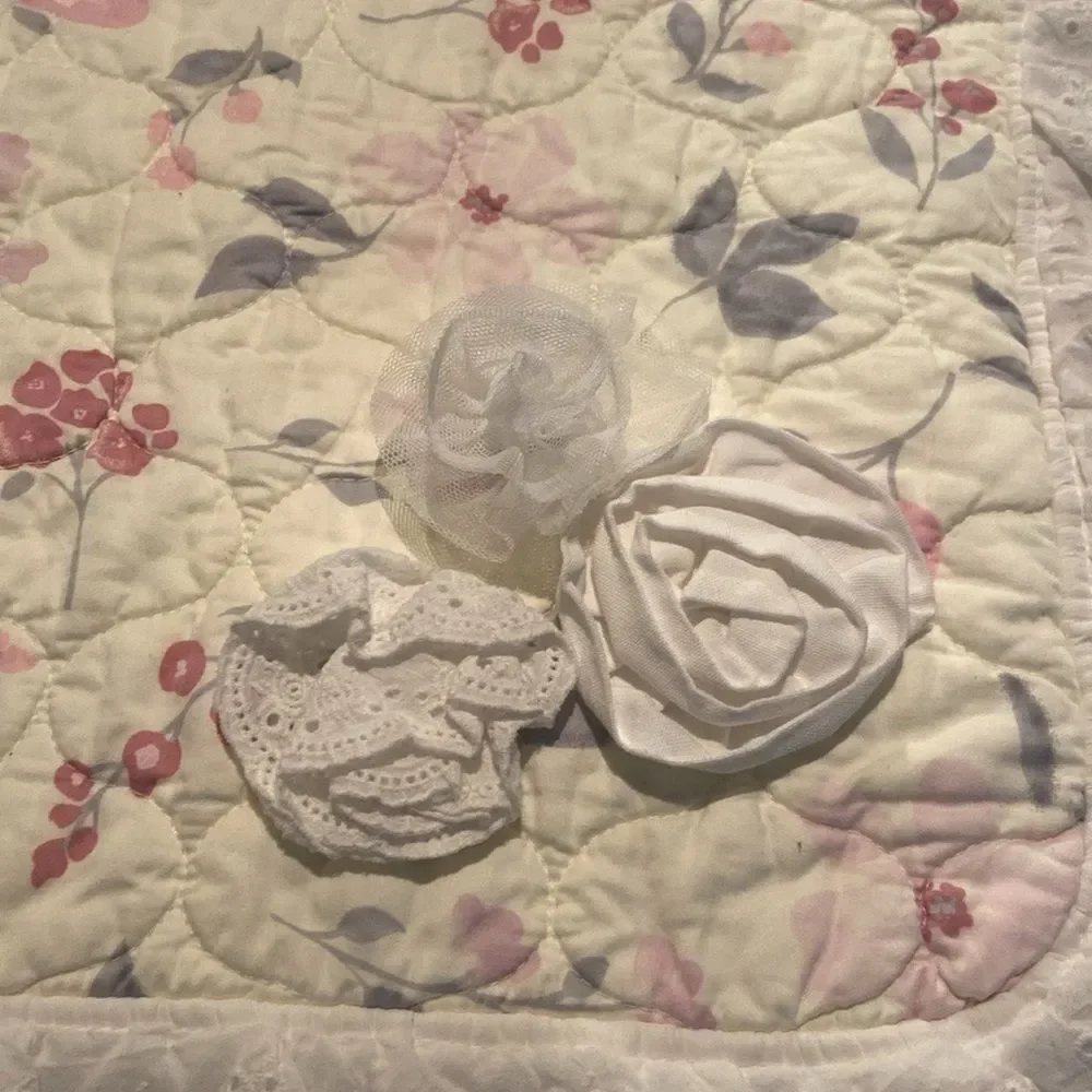 Wendy Bellissimo Floral Quilted Crib Blanket with Ruffle Edges